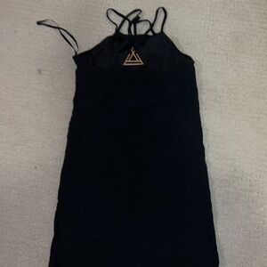 Black mini dress with gold design